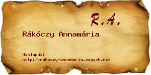 Rákóczy Annamária névjegykártya